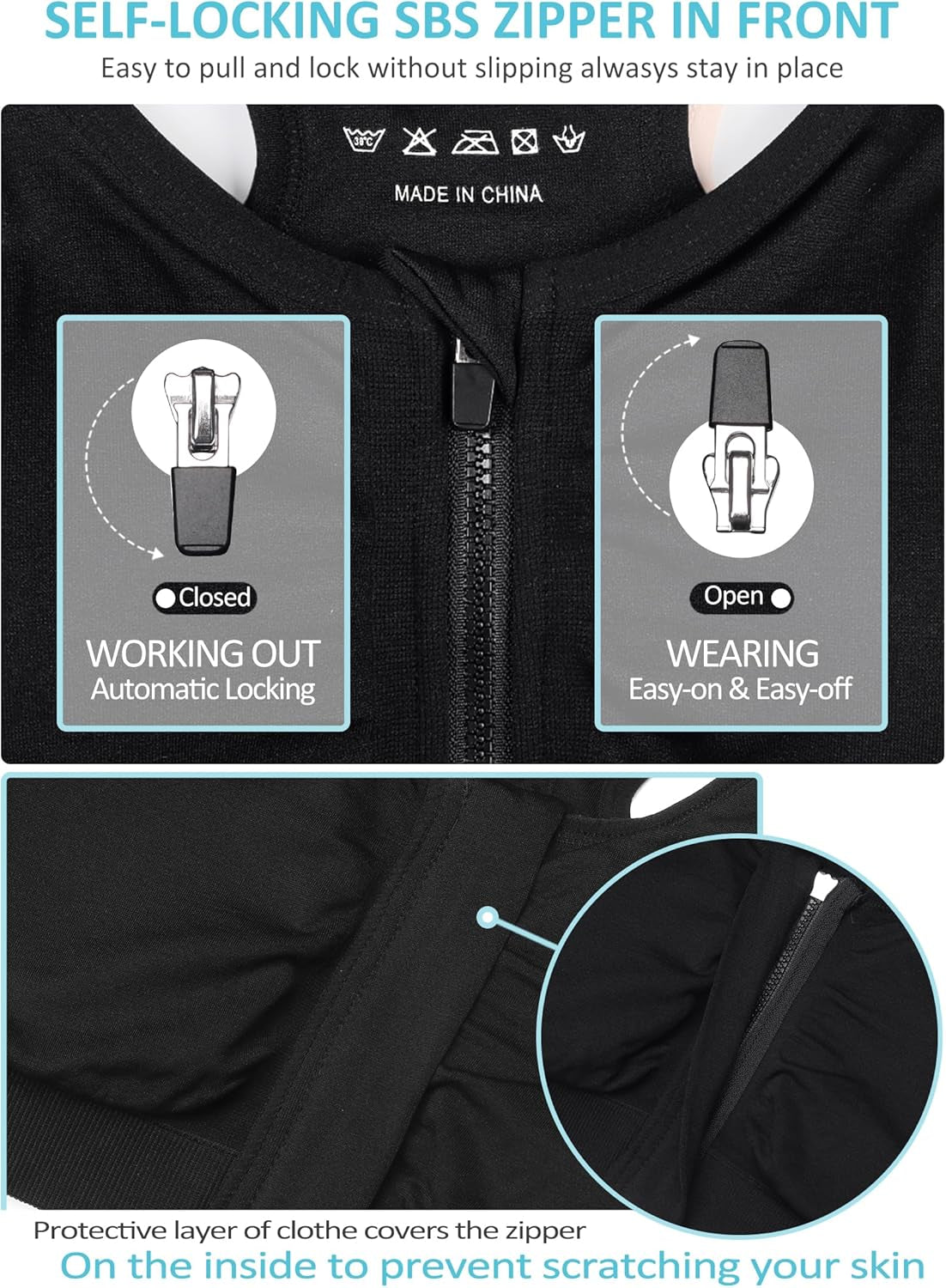 Elevate Your Comfort with the Women’s Zip Front Wireless Post-Surgery Sports Bra - Perfect for Yoga and Active Living
