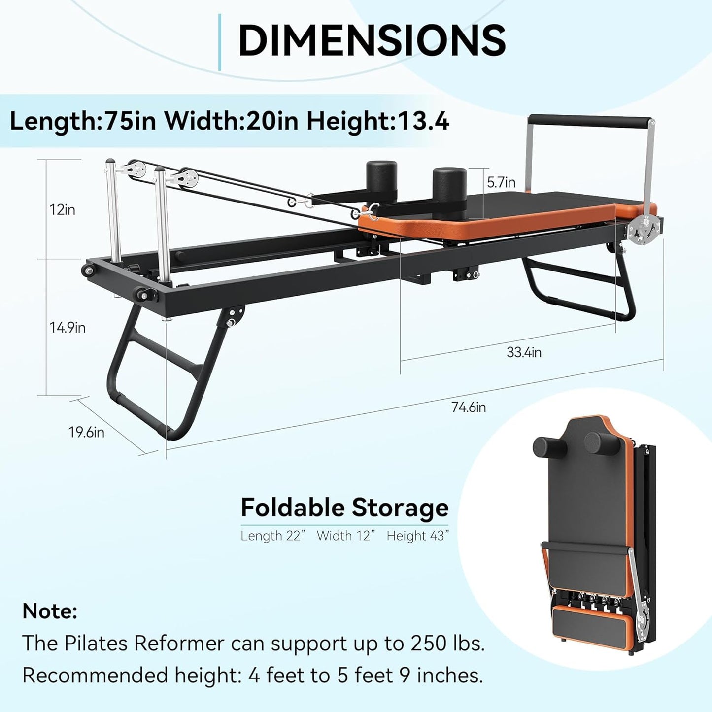 Transform Your Home Workouts with the Ultimate Foldable Pilates Reformer – Perfect for Beginners and Pros Alike, Supports Up to 250 lbs!