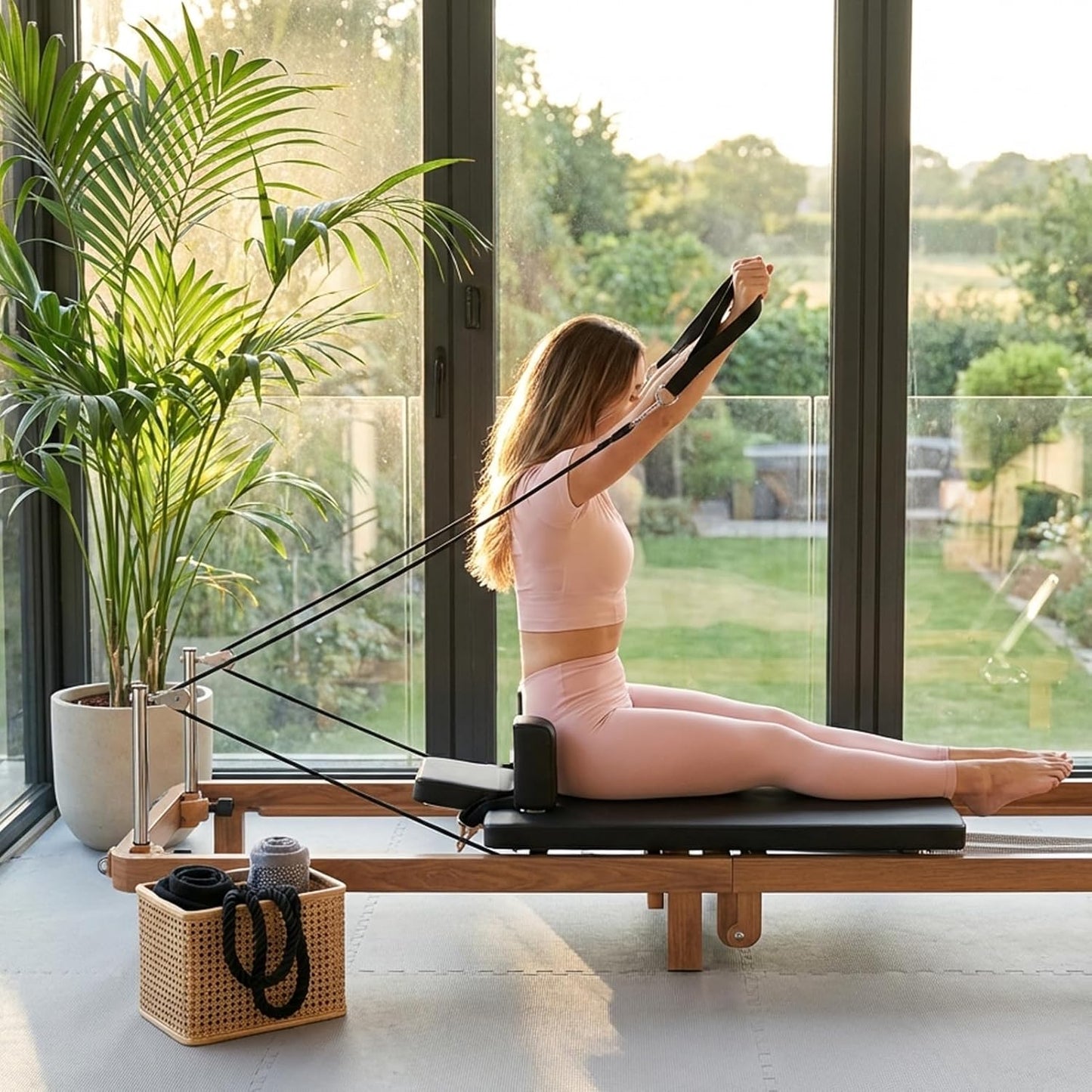 Transform Your Home Workouts with the Foldable Pilates Reformer – 90% Pre-Assembled, Complete with Jumpboard and Dual Resistance System for All Fitness Levels!