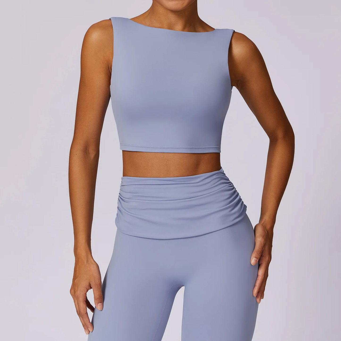 Elevate Your Workout with Our High Support Open Back Yoga Sports Bra - Breathable Slim Fit Fitness Tank Top with Removable Pads for Women