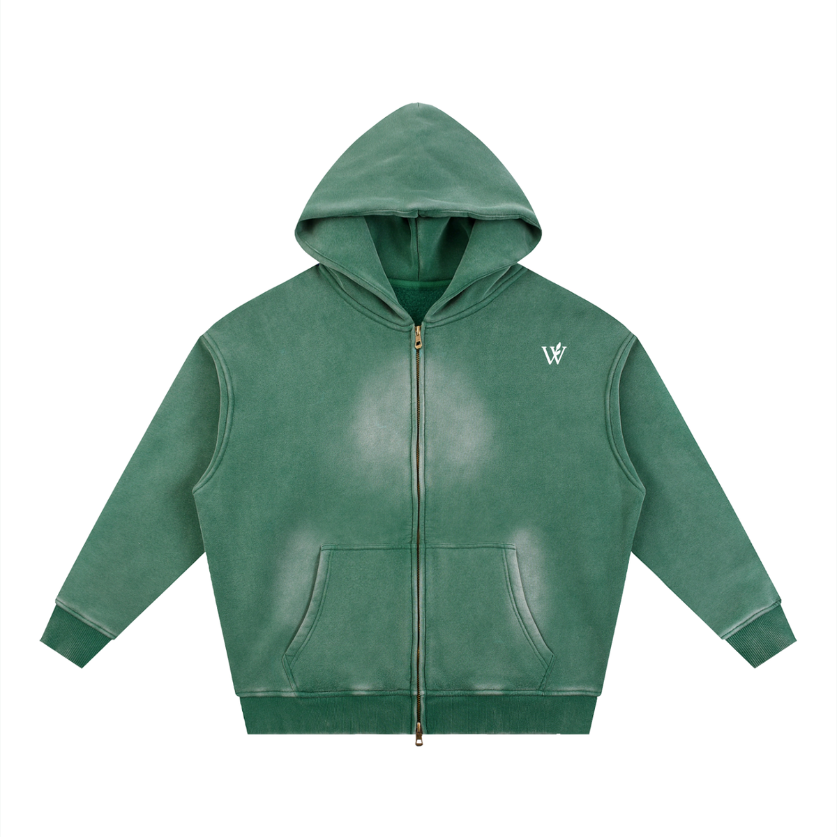 Sunfade Two-way Zipper Boxy Fleece Hoodie