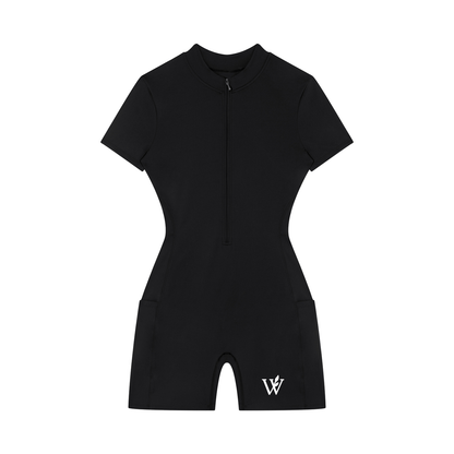 Women's Quarter-Zip Short Sleeve Romper
