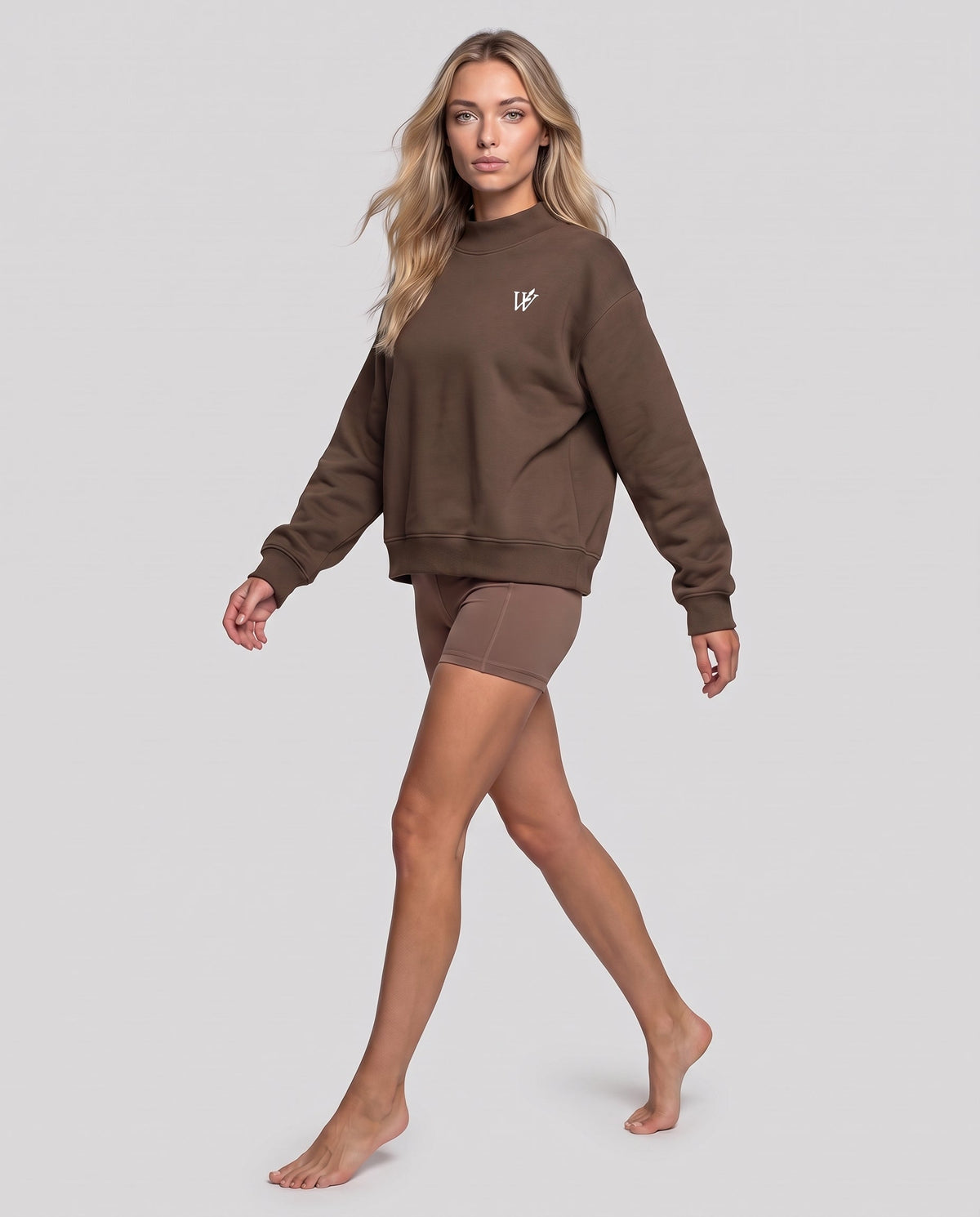Fleece Mock-Neck Crew Sweatshirt