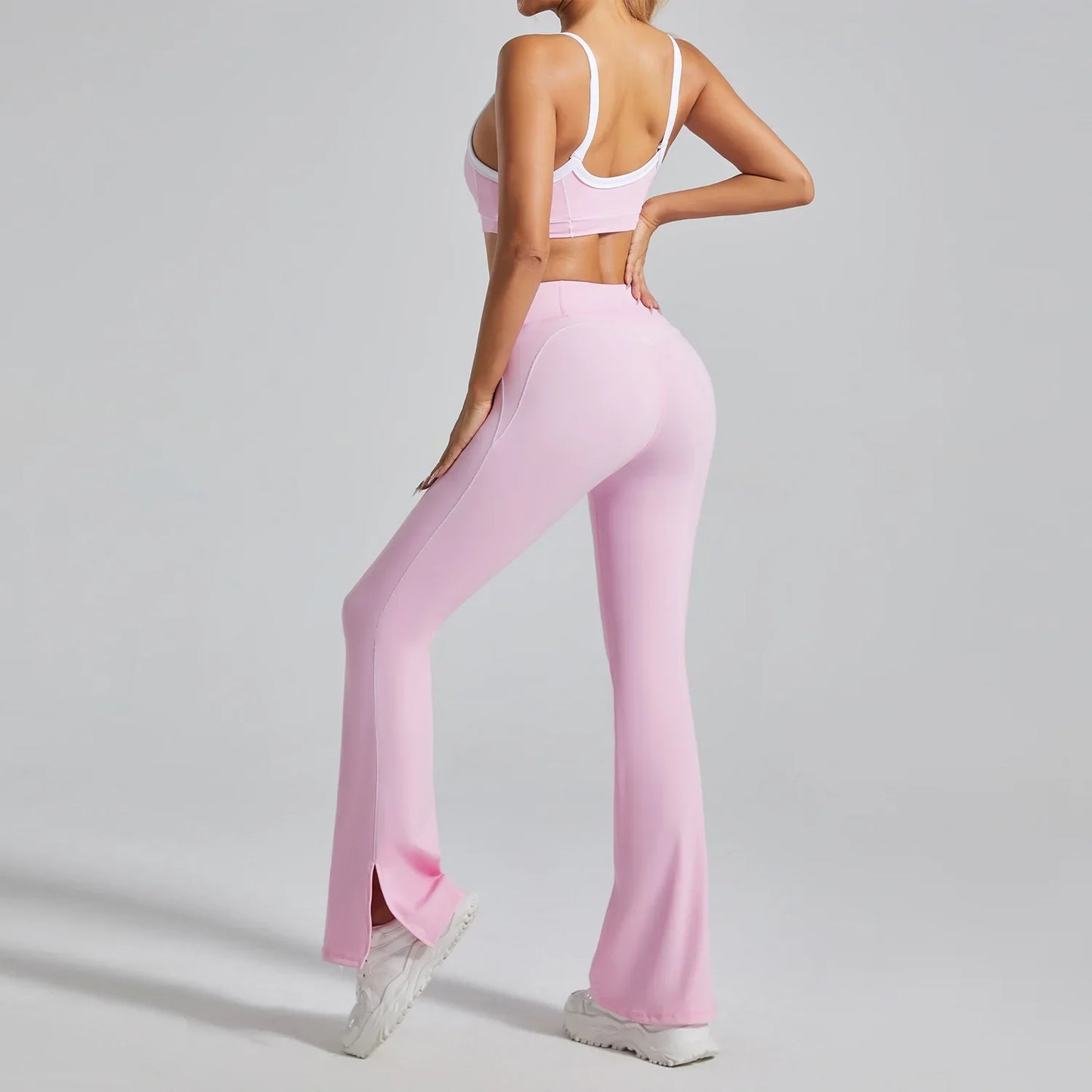Women'S Naked Feel Seamless Yoga Set 2-Piece Backless Sports Bra & Leggings High Stretch Quick Dry G...