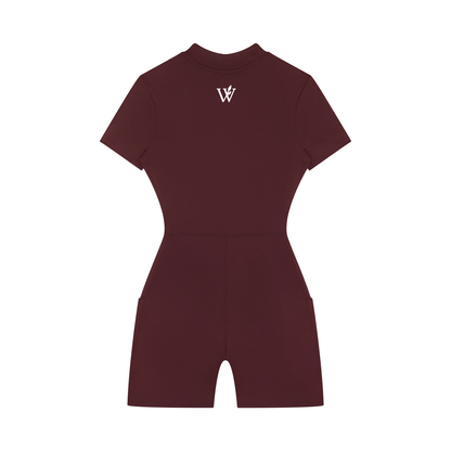 Women's Quarter-Zip Short Sleeve Romper
