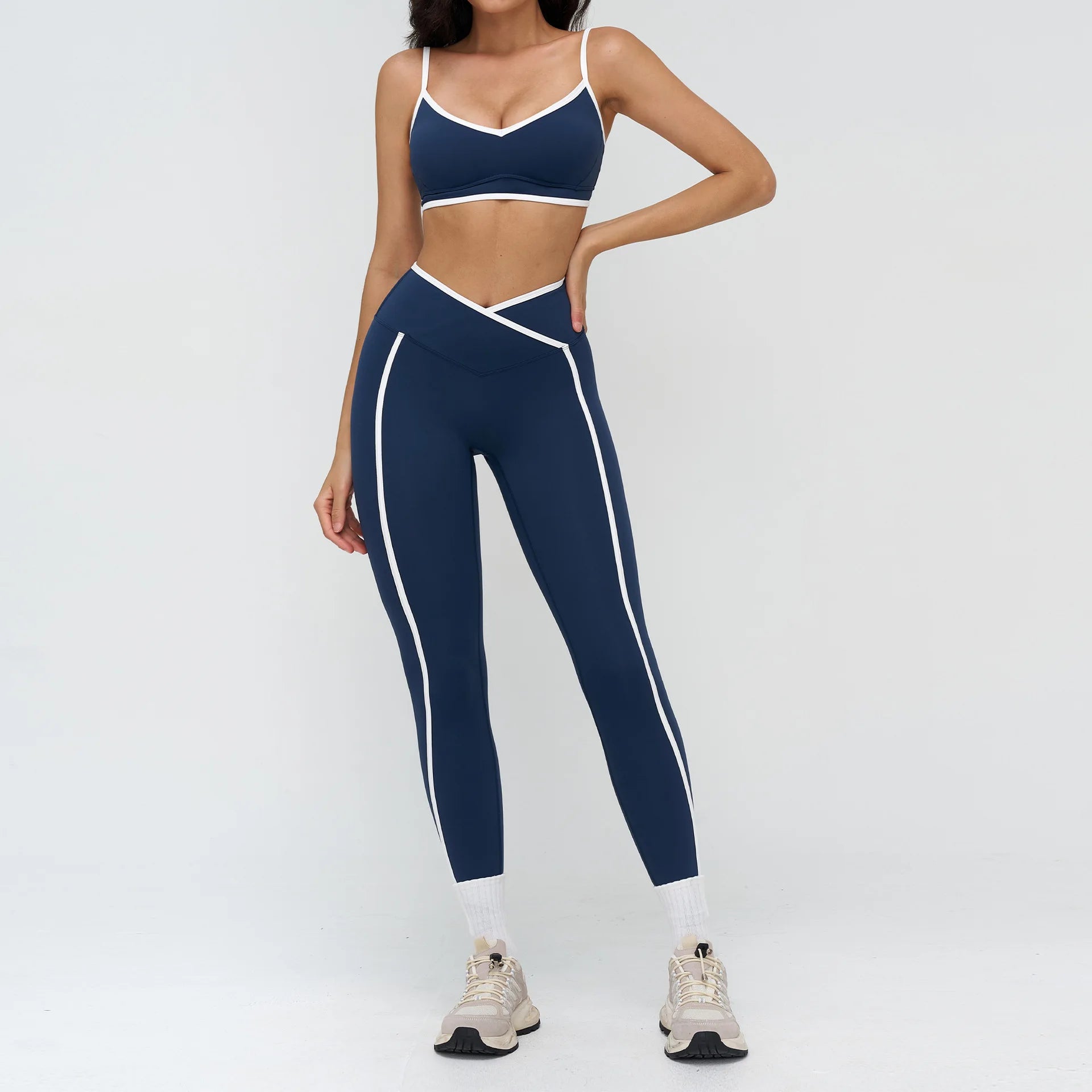 Elevate Your Workout with Our 2PCS Women's Yoga Fitness Tracksuit Set - Stylish Sports Bra & High Waist Leggings for Ultimate Comfort