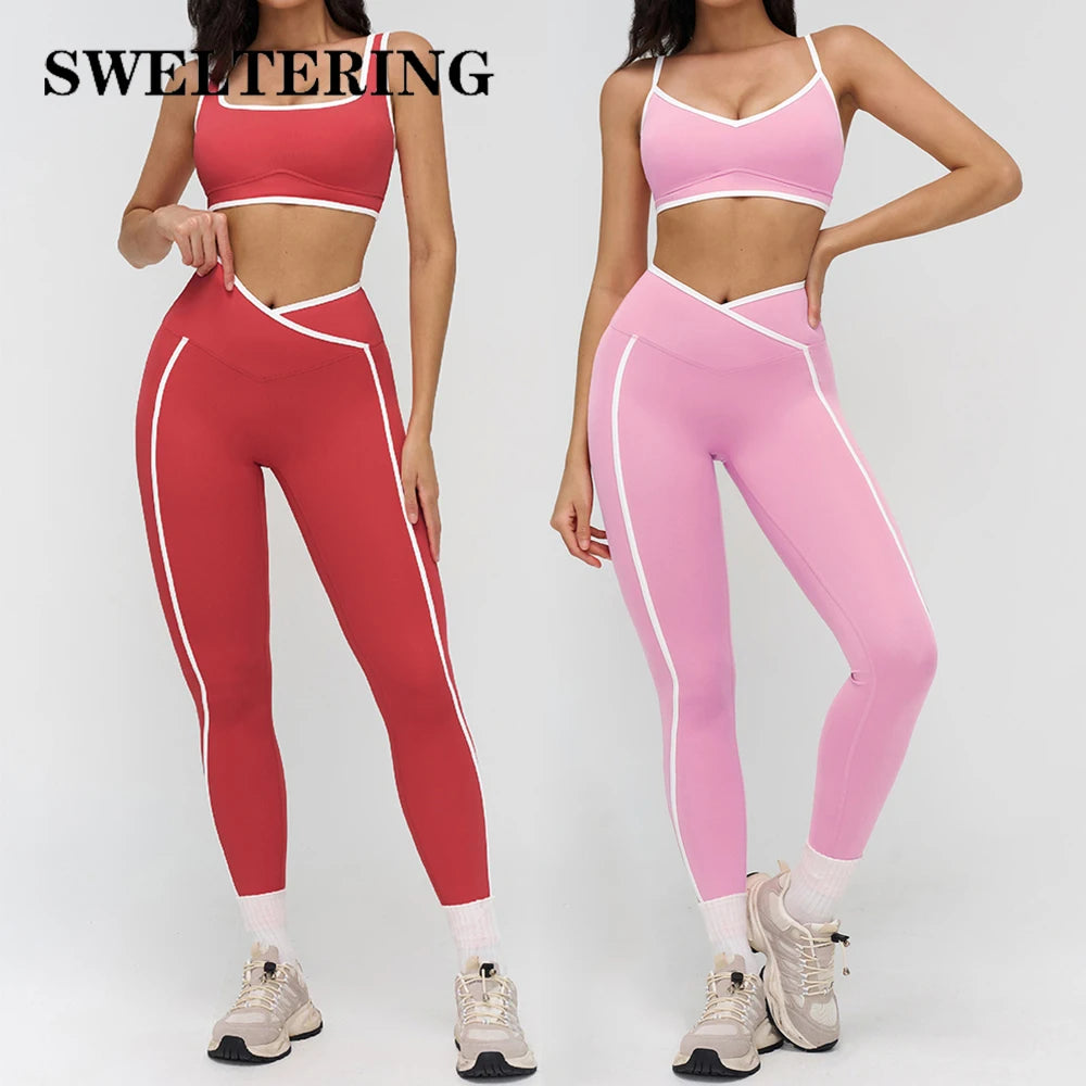 Elevate Your Workout with Our 2PCS Women's Yoga Fitness Tracksuit Set - Stylish Sports Bra & High Waist Leggings for Ultimate Comfort