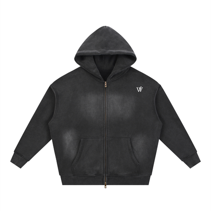 Sunfade Two-way Zipper Boxy Fleece Hoodie