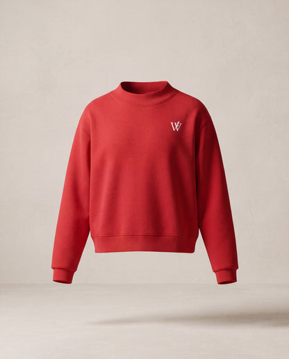 Fleece Mock-Neck Crew Sweatshirt