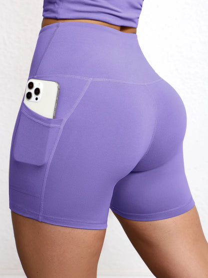 Elevate Your Workout with High Waist Yoga Shorts Featuring Utility Pockets and Butt Lifting Design