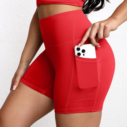 Elevate Your Workout with High Waist Yoga Shorts Featuring Utility Pockets and Butt Lifting Design