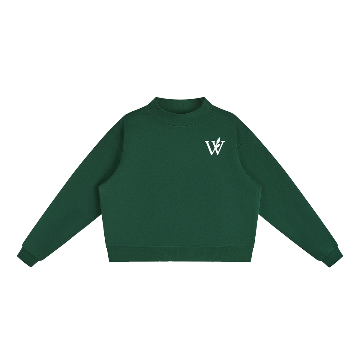 Essential Fleece Mock-Neck Crew Sweatshirt