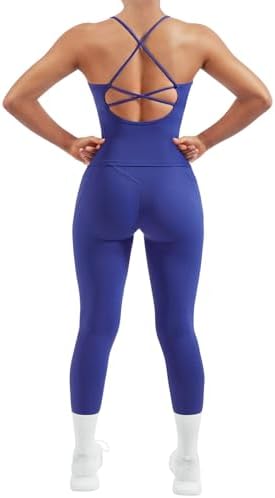SUUKSESS Women 2 Piece Workout Sets Padded Tank Tops Tummy Control Leggings Gym Outfits