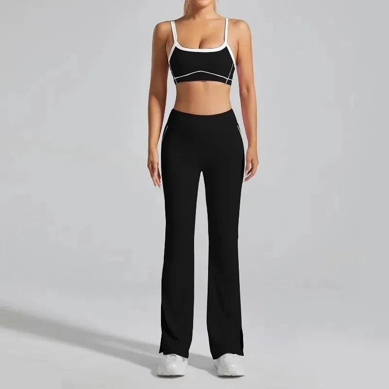 Women'S Naked Feel Seamless Yoga Set 2-Piece Backless Sports Bra & Leggings High Stretch Quick Dry G...