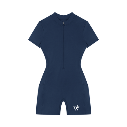 Women's Quarter-Zip Short Sleeve Romper
