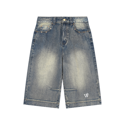 Vintage Wash Baggy Denim Shorts