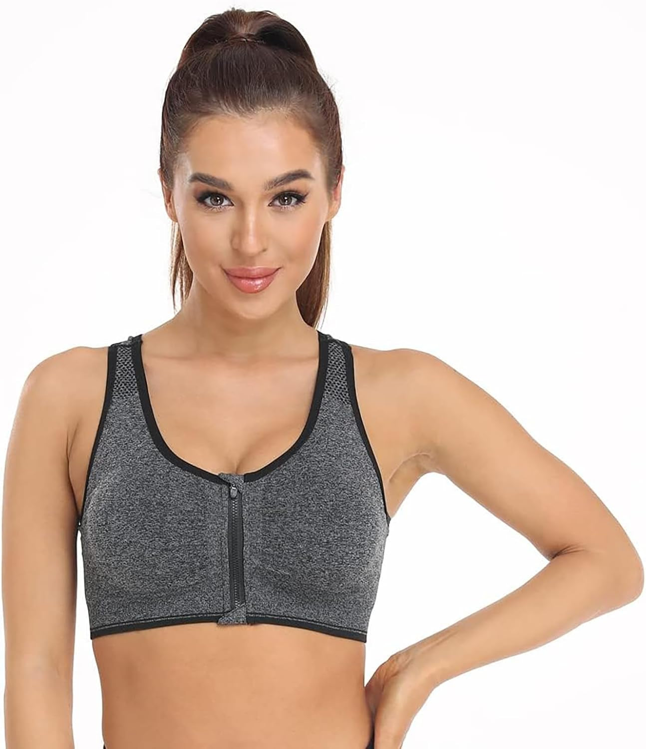 Elevate Your Comfort with the Women’s Zip Front Wireless Post-Surgery Sports Bra - Perfect for Yoga and Active Living