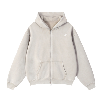 Zip-Through Boxy Fleece Hoodie