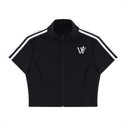 Women's Cropped Full Zip Short Sleeve T-Shirt
