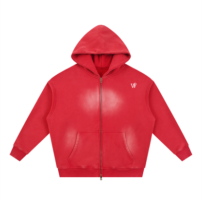 Sunfade Two-way Zipper Boxy Fleece Hoodie