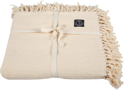 Tharie Handwoven Gots-Certified Organic Cotton Blanket, Lightweight & Breathable, 142 X 200 Cm