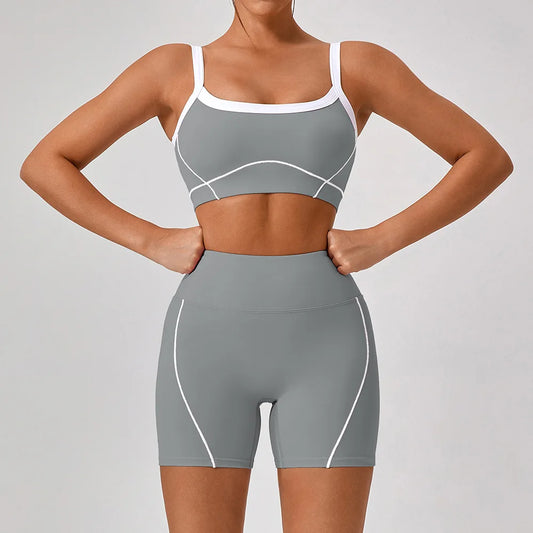 Women'S Tracksuit Tight Outdoor Sports Bra with Thin Straps Color Block Sport Outfit for Wom...
