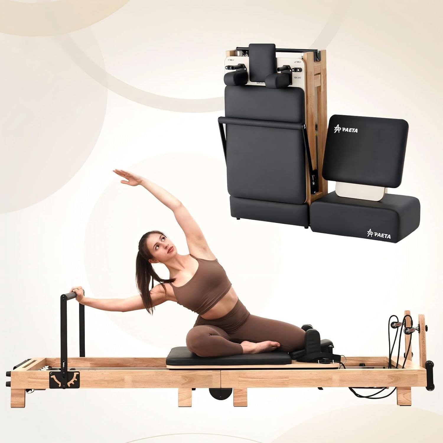 Transform Your Home Workouts with the PAETA 92" Wooden Pilates Reformer - Complete Pilates Machine with Springs, Jump Board, and Accessories for Studio Quality Fitness at Home