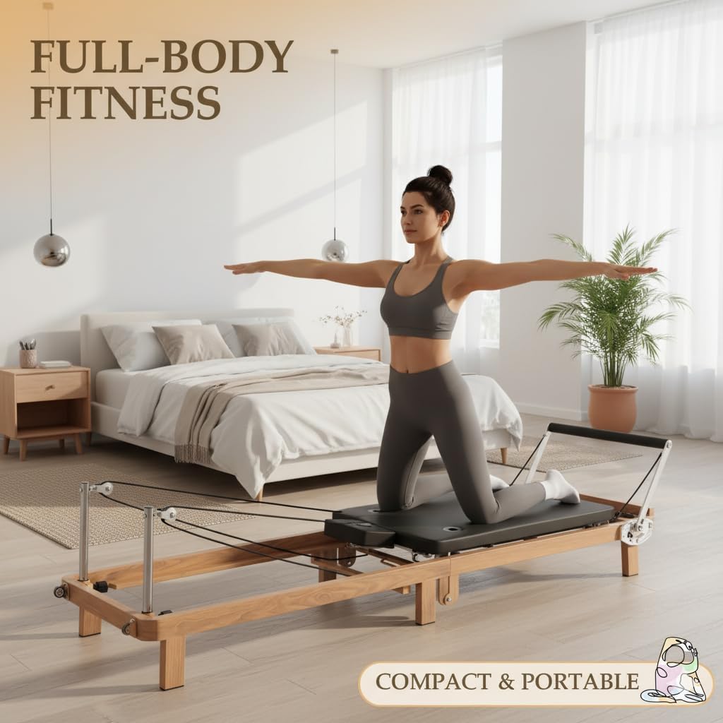 Transform Your Home Workouts with the Foldable Pilates Reformer – 90% Pre-Assembled, Complete with Jumpboard and Dual Resistance System for All Fitness Levels!