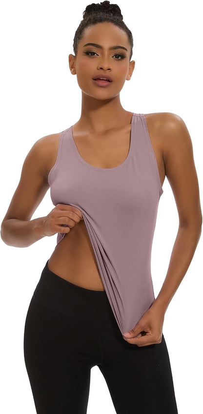 Dalavch 5 Pack Women's Workout Racerback Tank Tops Spandex Yoga Athletic Running Gym Sports Crop Tops for Women