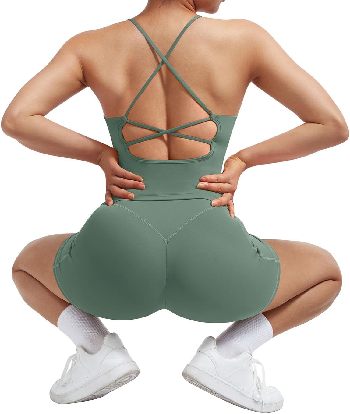 SUUKSESS Women 2 Piece Workout Sets Padded Tank Tops Tummy Control Leggings Gym Outfits