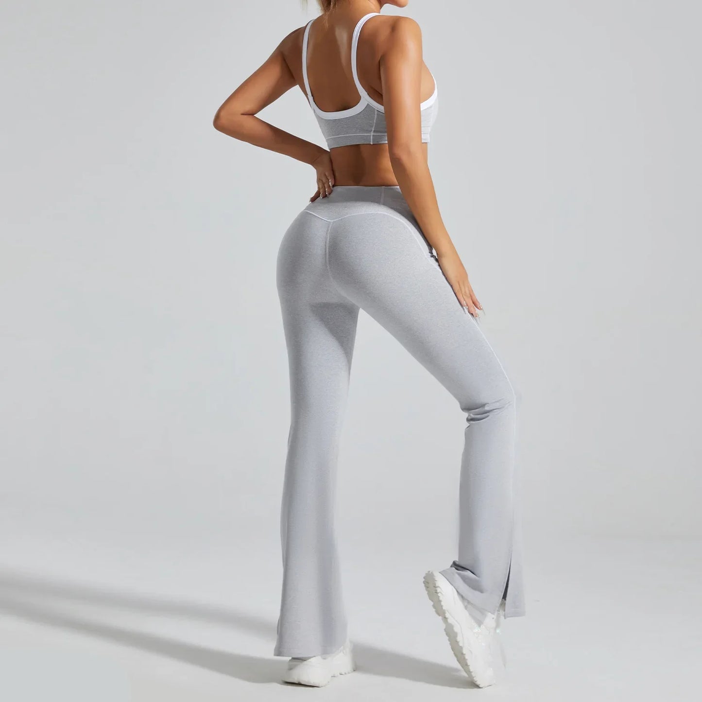 Women'S Naked Feel Seamless Yoga Set 2-Piece Backless Sports Bra & Leggings High Stretch Quick Dry G...