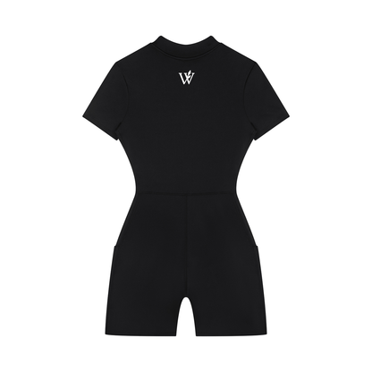 Women's Quarter-Zip Short Sleeve Romper