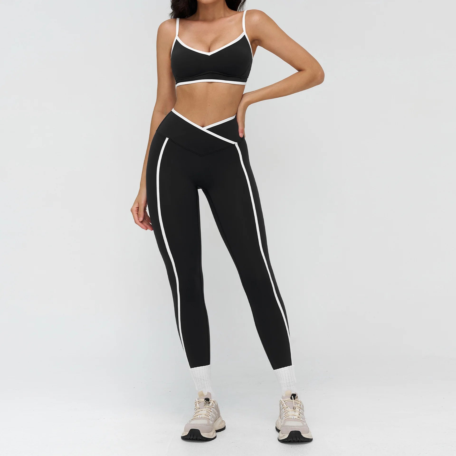 Elevate Your Workout with Our 2PCS Women's Yoga Fitness Tracksuit Set - Stylish Sports Bra & High Waist Leggings for Ultimate Comfort