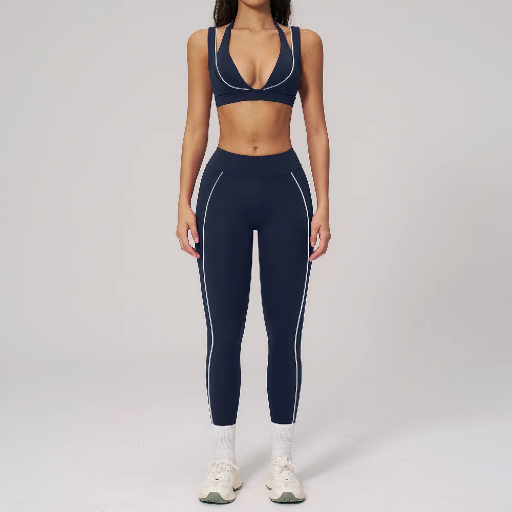 Elevate Your Workout with Our 2PCS Women's Yoga Suit: Shockproof Sports Bra & Cycling Shorts for Ultimate Comfort and Style