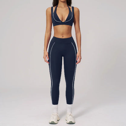 Elevate Your Workout with Our 2PCS Women's Yoga Suit: Shockproof Sports Bra & Cycling Shorts for Ultimate Comfort and Style