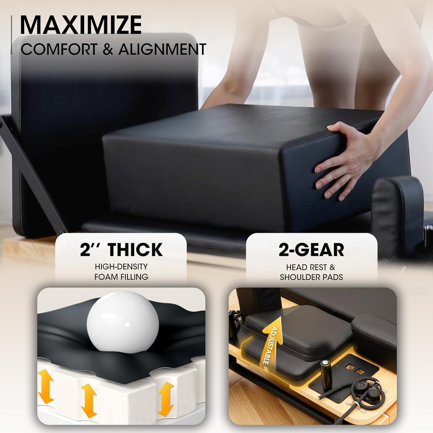 Transform Your Home Workouts with the PAETA 92" Wooden Pilates Reformer - Complete Pilates Machine with Springs, Jump Board, and Accessories for Studio Quality Fitness at Home