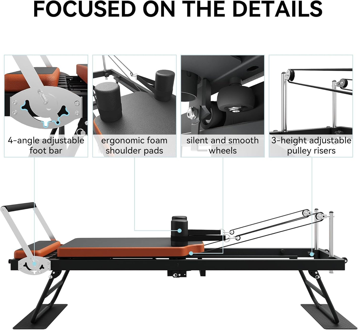 Transform Your Home Workouts with the Ultimate Foldable Pilates Reformer – Perfect for Beginners and Pros Alike, Supports Up to 250 lbs!