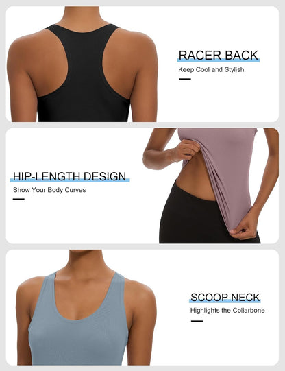Dalavch 5 Pack Women's Workout Racerback Tank Tops Spandex Yoga Athletic Running Gym Sports Crop Tops for Women