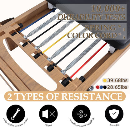 Transform Your Home Workouts with the Foldable Pilates Reformer – 90% Pre-Assembled, Complete with Jumpboard and Dual Resistance System for All Fitness Levels!