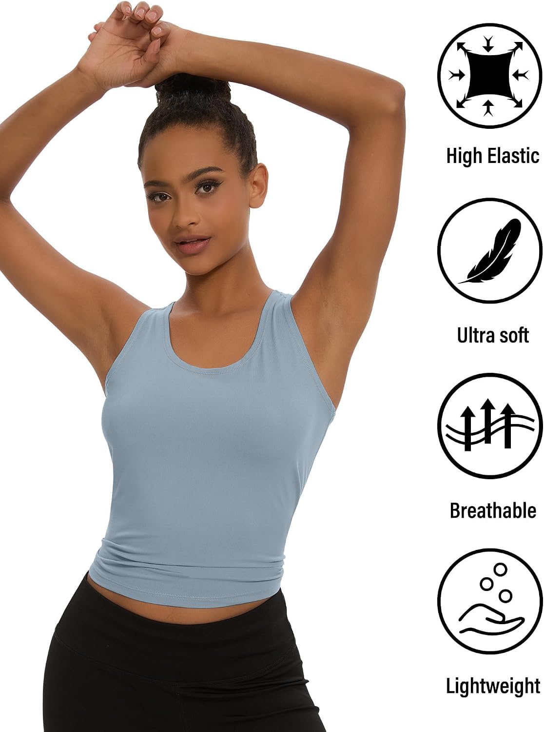 Dalavch 5 Pack Women's Workout Racerback Tank Tops Spandex Yoga Athletic Running Gym Sports Crop Tops for Women