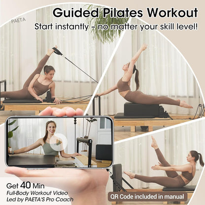 Transform Your Home Workouts with the PAETA 92" Wooden Pilates Reformer - Complete Pilates Machine with Springs, Jump Board, and Accessories for Studio Quality Fitness at Home