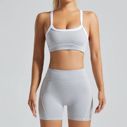 Women'S Naked Feel Seamless Yoga Set 2-Piece Backless Sports Bra & Leggings High Stretch Quick Dry G...