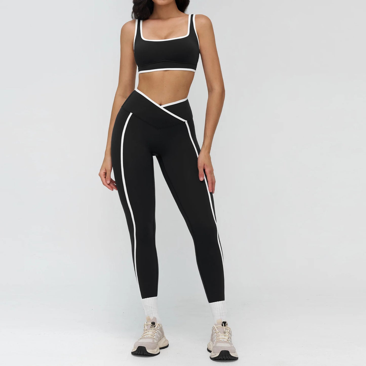 Elevate Your Workout with Our 2PCS Women's Yoga Fitness Tracksuit Set - Stylish Sports Bra & High Waist Leggings for Ultimate Comfort
