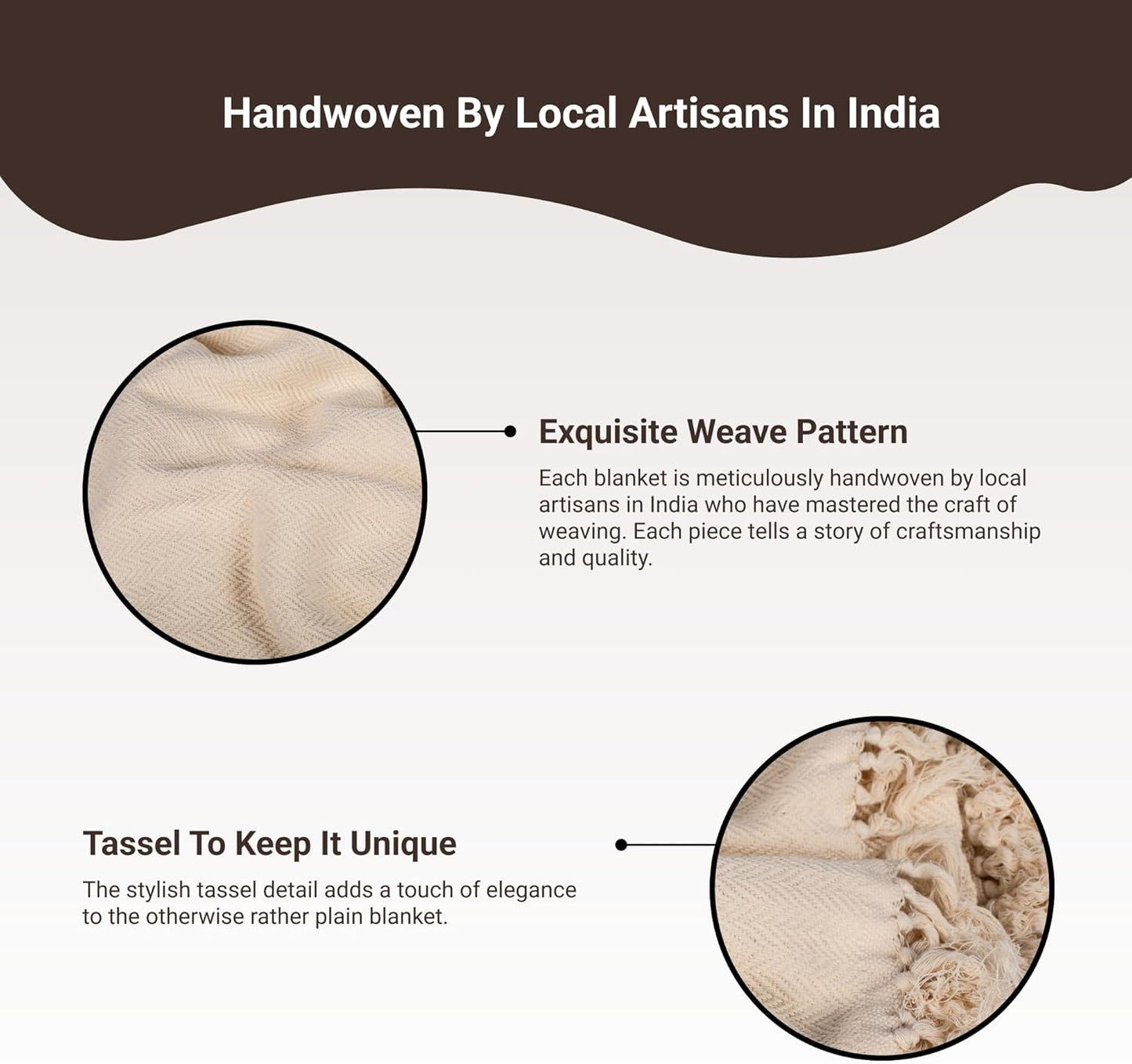 Tharie Handwoven Gots-Certified Organic Cotton Blanket, Lightweight & Breathable, 142 X 200 Cm
