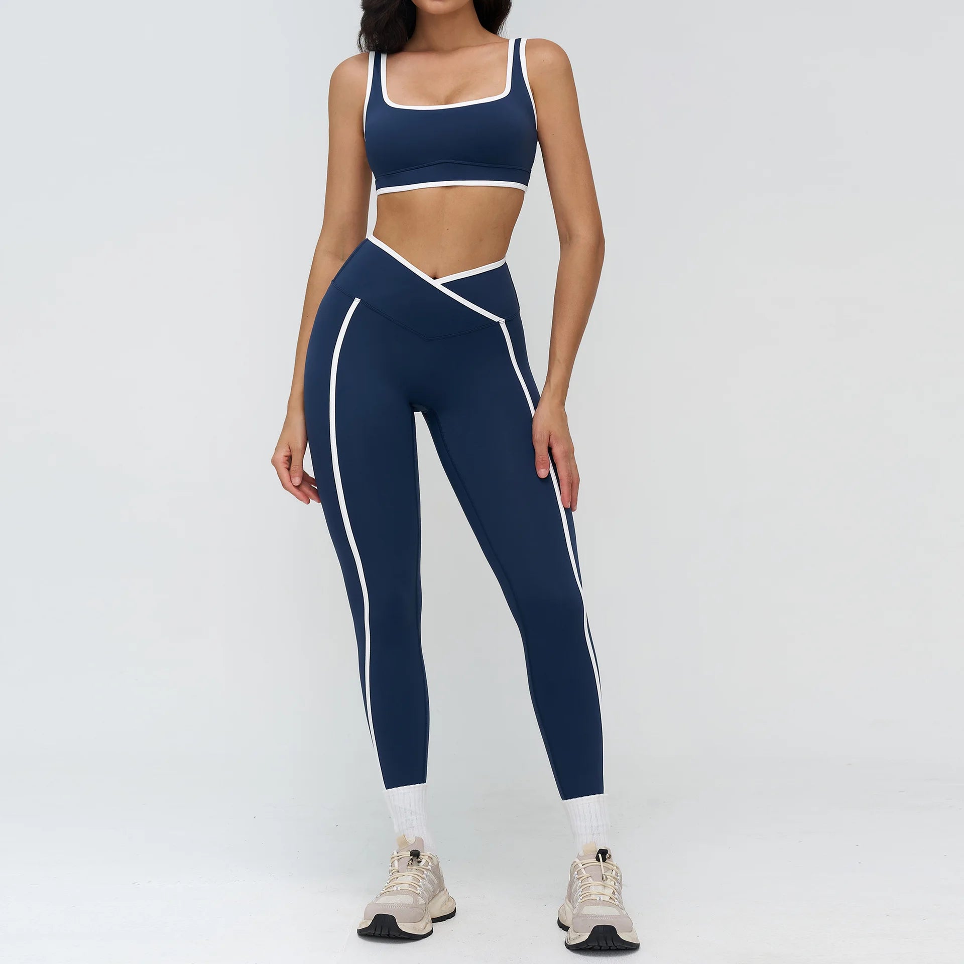Elevate Your Workout with Our 2PCS Women's Yoga Fitness Tracksuit Set - Stylish Sports Bra & High Waist Leggings for Ultimate Comfort