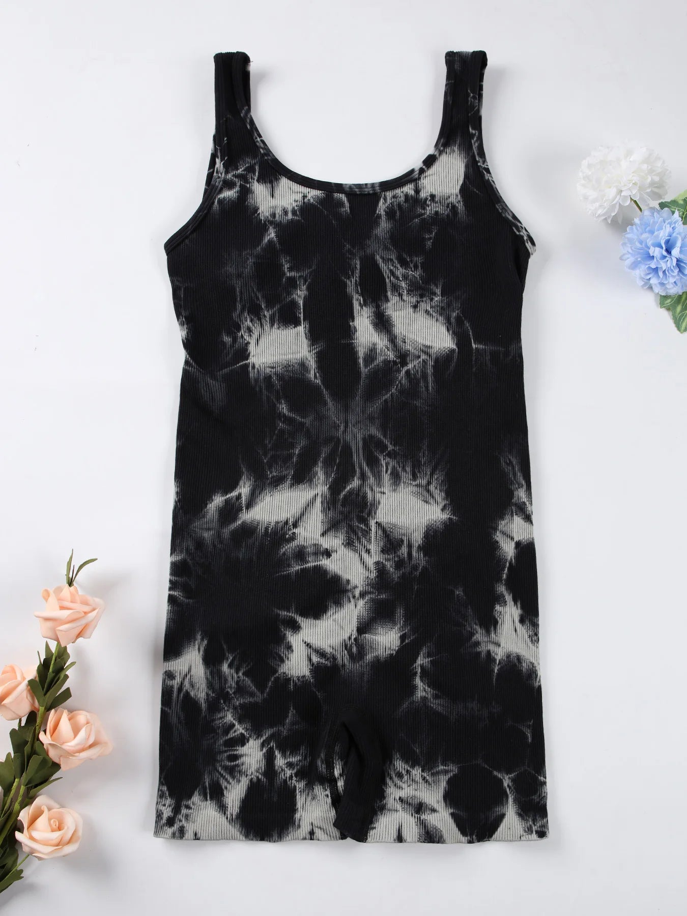 1PCS Backless Yoga Suit U Neck Sleeveless Sports Jumpsuit Solid Colour Threaded Stretch Women Bodysu...