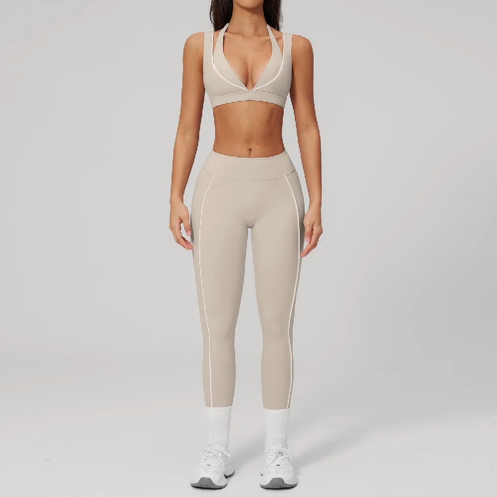 Elevate Your Workout with Our 2PCS Women's Yoga Suit: Shockproof Sports Bra & Cycling Shorts for Ultimate Comfort and Style