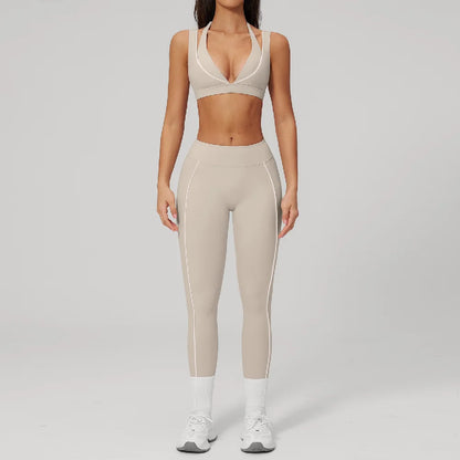 Elevate Your Workout with Our 2PCS Women's Yoga Suit: Shockproof Sports Bra & Cycling Shorts for Ultimate Comfort and Style