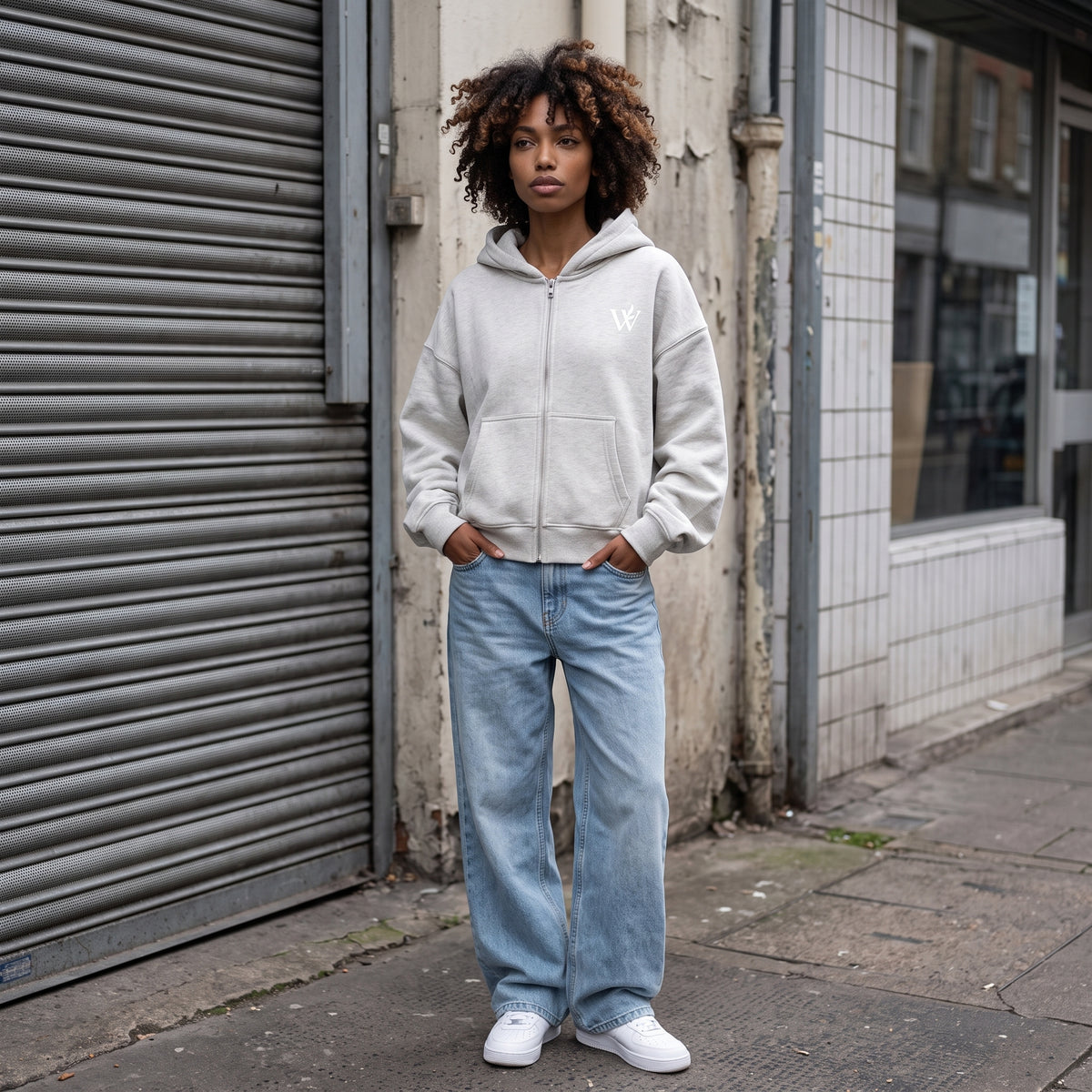 Fleeced Zip-Up Cropped Hoodie