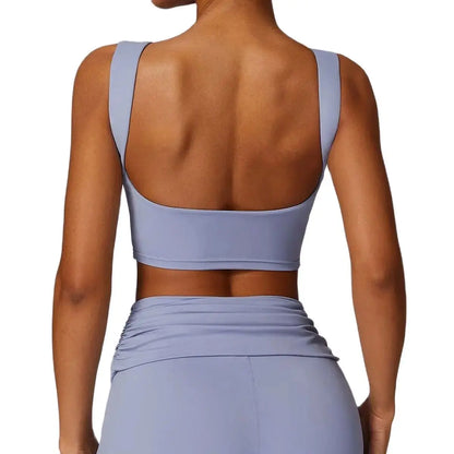 Elevate Your Workout with Our High Support Open Back Yoga Sports Bra - Breathable Slim Fit Fitness Tank Top with Removable Pads for Women